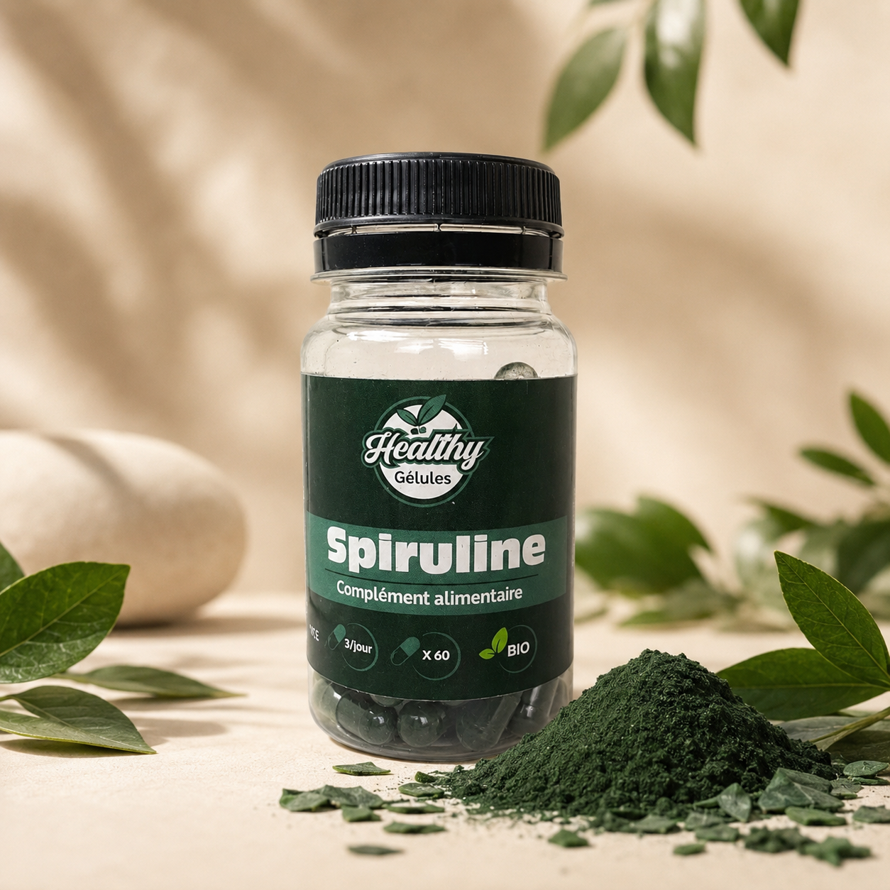 Spiruline Bio – Complément alimentaire (60 gélules)