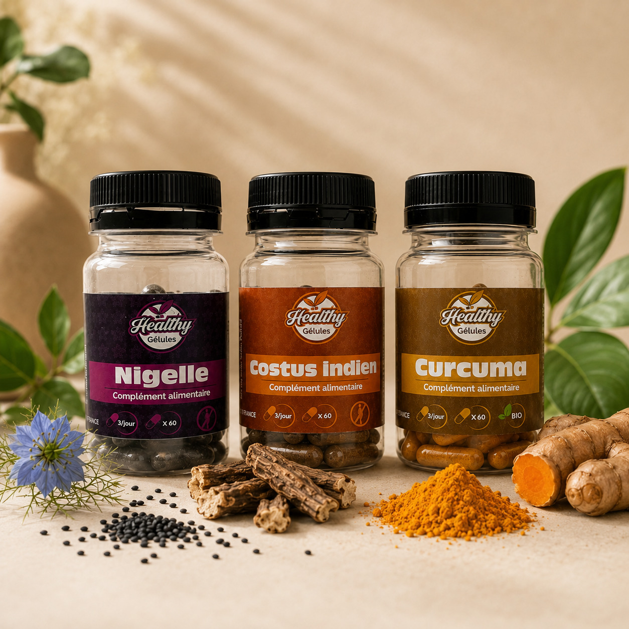 Pack Immunité: Nigelle + Costus indien + Curcuma