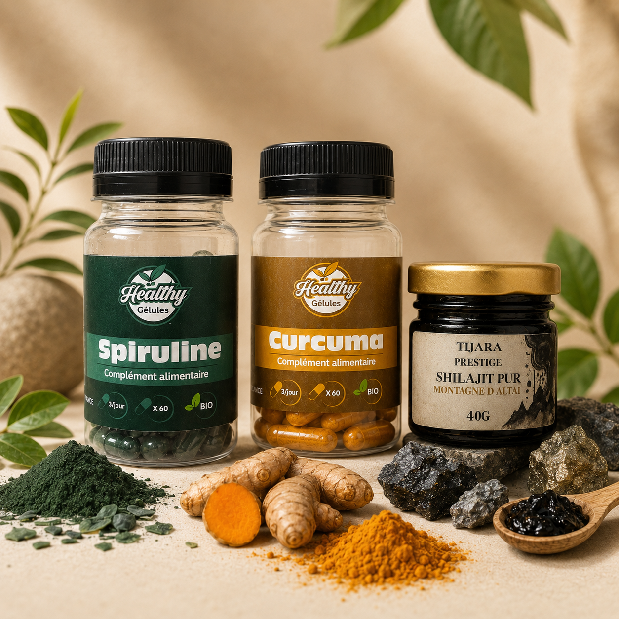 Pack Booster: Shilajit + Spiruline + Curcuma